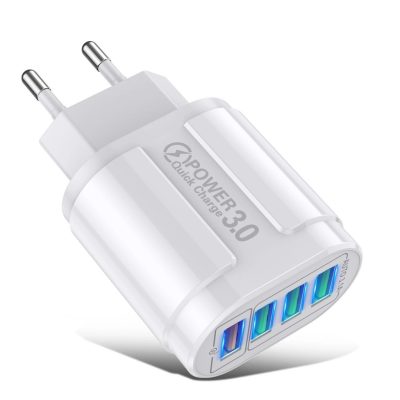 BlitzWolf® BK-385 - 4 USB-A portos, 48W fali gyorstöltő - Android és Apple telefonok gyorstöltésére - fehér