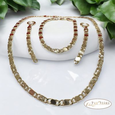 14K Gold Filled nyaklánc, karkötő és fülbevaló szett - Orchidea