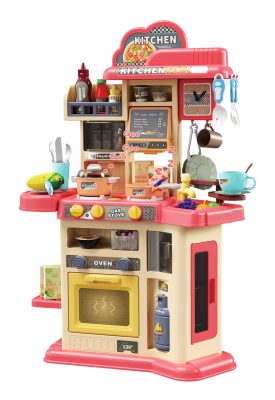 Mama Kiddies 46 részes 80 cm magas Happy Kitchen pink játék babakonyha szett kiegészítőkkel