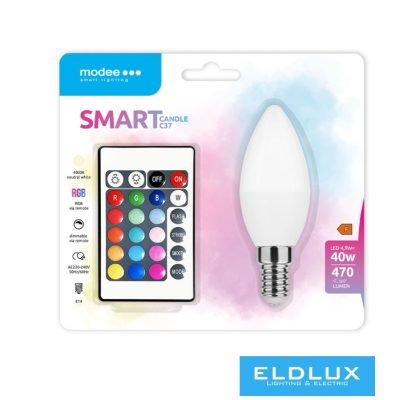 Modee LED Smart (Remote) Candle (Gyertya) C35 4,9W E14 270° RGB+W (470 lumen)