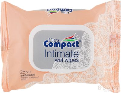 Ultra Compact intim nedves törlőkendő – 20 darabos kiszerelés, pH-semleges, alkoholmentes formula