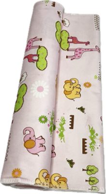 Rózsaszín vízhatlan matracvédő lepedő 70x140 cm – szafari mintás, gumis sarkakkal, OEKO-TEX