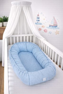 Babakék waffle babafészek – puha, légáteresztő babafészek újszülötteknek