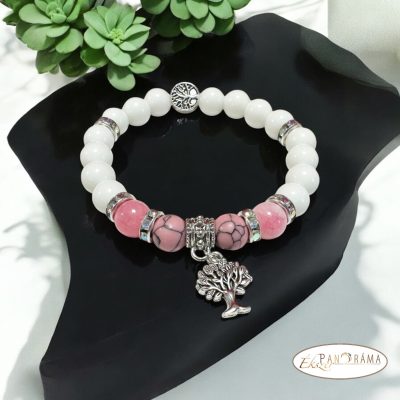 Ásványkő karkötő -Achat zöld - Jade életfa