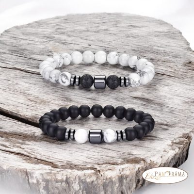 Ásványkő páros karkötő - matt ónix és howlit