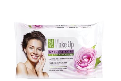 Nature of Agiva Roses alkoholmentes nedves törlőkendő természetes rózsaolajjal, 15 db