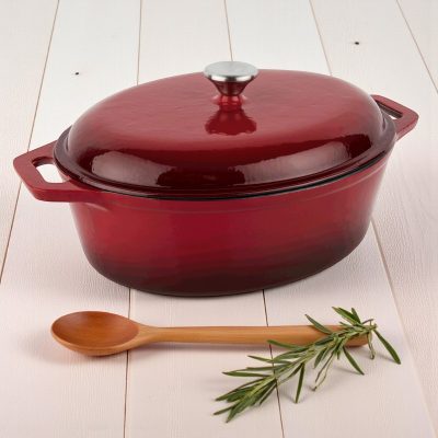 Öntöttvas lábas zománc bevonattal, ovális, 5,2 l, 33,5x26,5x11,5 cm