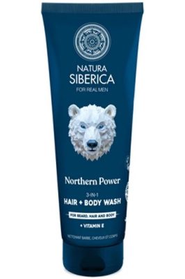 Natura Siberica Northern Power 3 az 1-ben tusfürdő, haj- és szakállmosó férfiaknak, 200 ml