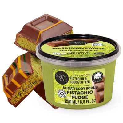 Organic Shop pisztáciakaramell kisimító testradír pisztáciával és kakaóvajjal , 250 ml