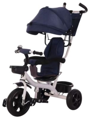 MK H-Trike Hero tricikli szülőkormánnyal és lábtartóval kék-fehér színben