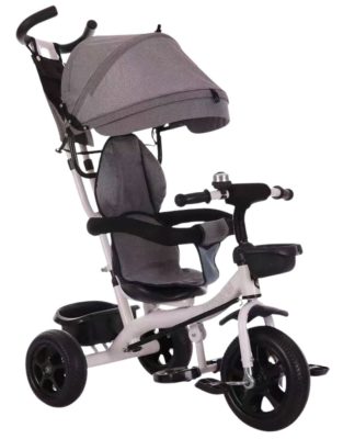 MK H-Trike Hero tricikli szülőkormánnyal és lábtartóval szürke-fehér színben