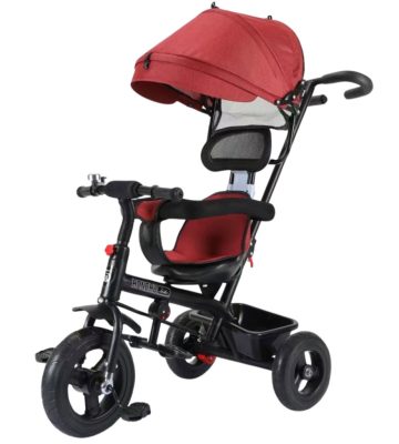 MK H-Trike Hunter tricikli szülőkormánnyal és lábtartóval piros-fekete színben