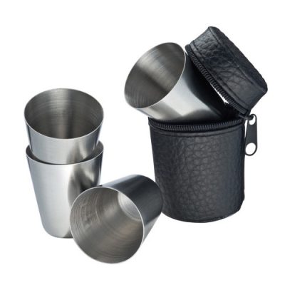 Fém feles pohár készlet tartóval, több méretben