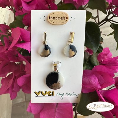 Kézműves, egyedi fülbevaló és medálos lánc szettben - Night