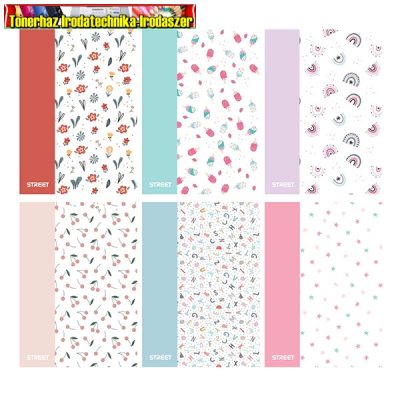 Füzet STREET BLOSSOM PP(müanyag) borító A4, 42 lapos fehér papír, vonalas, margós, kül. mintával (81-42) (81-32)