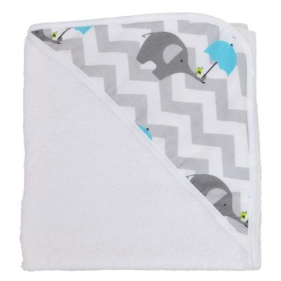 Elefántos babakifogó 80×80 cm fehér, szürke hullámokkal -K12