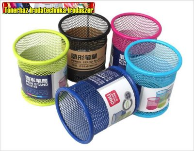 Fémhálós írószertartó pohár színes