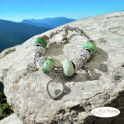 Pandorka karkötő, ezüst színű alapon - Green