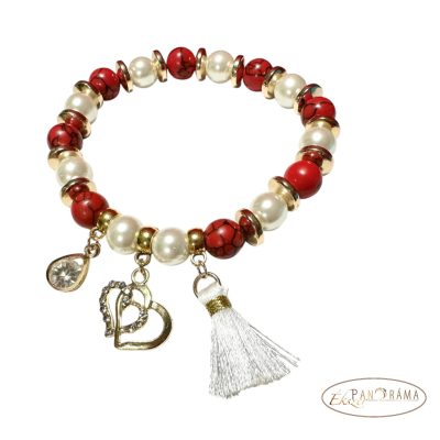 Ásványkő Karkötő - piros türkiz