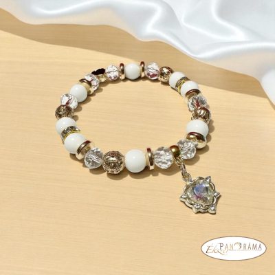 Ásványkő Karkötő - fehér Jade arany