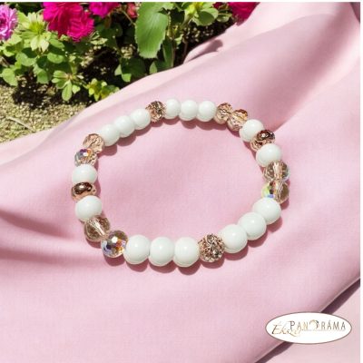 Ásványkő Karkötő - fehér Jade arany