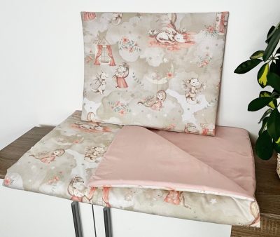 Púder álom ovis ágynemű szett – sárkányos és nyuszis mintával, 90x140 + 40x50
