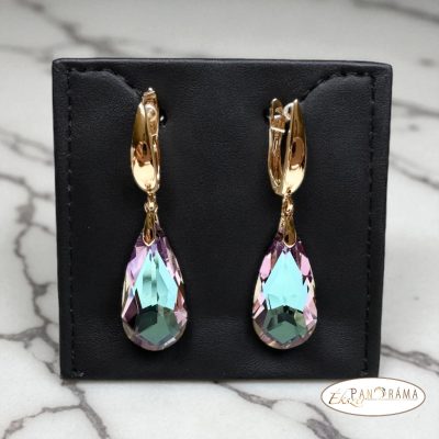 18K Gold Filled ,Eredeti kristályos fülbevaló - CANDY VL Lila