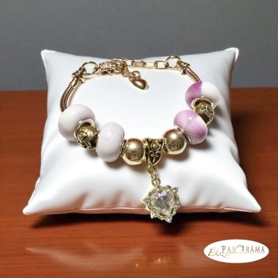 Pandorka karkötő, arany színű alapon - Lila