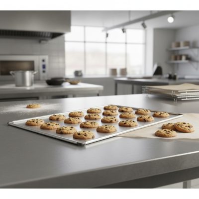 Alumínium sütőlap 40x28x0.5 cm – Lapos kivitel, alacsony peremmel