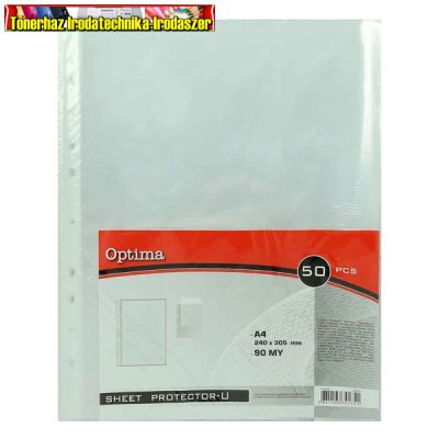 Optima Genotherm lefűzhető XL( 240x305mm) A/4+ víztiszta felület, 90 mikron 50db/csomag