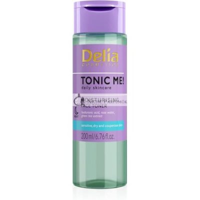 Delia Cosmetics Tonic Me Hidratáló Tonik Érzékeny és Száraz Bőrre Hyaluronsavval, Rózsaszirommal, Zöld Teával és Kamilla Kivonattal