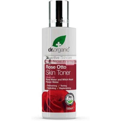 Dr Organic Rózsa Otto Toner Érett Bőrre Férfiaknak és Nőknek, Természetes, Vegán, Állatkísérlet-mentes, Parabén- és SLS-mentes, Organikus 150ml
