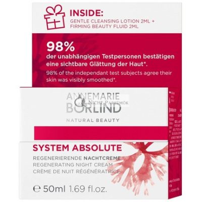 Annemarie Borlind System Absolute Anti-Aging Regeneráló Éjszakai Krém 50ml, ingyenes minta 2x2ml