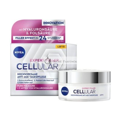 NIVEA Cellular Expert Filler Magas Teljesítményű Anti-Aging Nappali Ápolás 50ml Hyaluronsav Krém Plump Hatással SPF 15