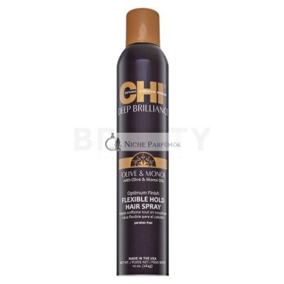 CHI Deep Brilliance Olive & Monoi Flexible Hold Hair Spray tápláló hajlakk minden hajtípusra 284 g