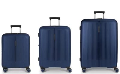 Brooklyn sötétkék bővíthető bőrönd szett