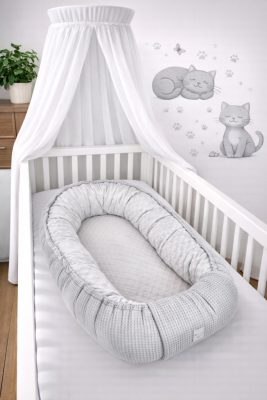 Szürke waffle babafészek – wellsoft béléssel, extra melegséggel