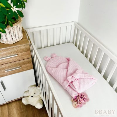 Kókuszpólya rózsaszín waffle pamutból – 75x75 cm, bababiztonság és kényelem újszülötteknek