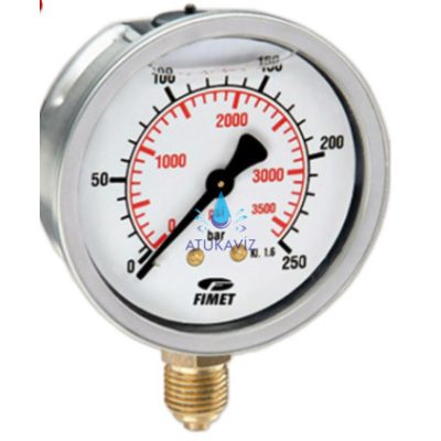 Nyomásmérő óra alsó kiállás 12 Bár glicerines