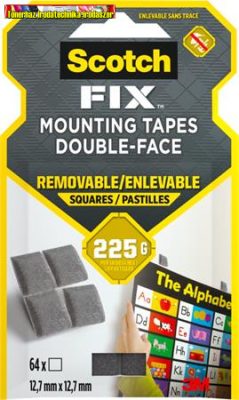 3M SCOTCH Removable Ragasztó négyzetek, kétoldalas, eltávolítható, 12,7x12,7 mm, ( 7100263583) (LP108ST64)