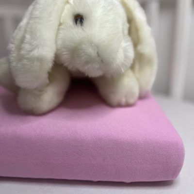 Rózsaszín gumis pamut lepedő 80x160 cm gyerekmatracra – légáteresztő, 100% pamut