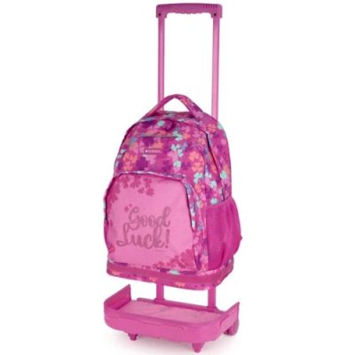 Gabol rózsaszín levehető húzószerkezettel iskolatáska, gurulós hátizsák