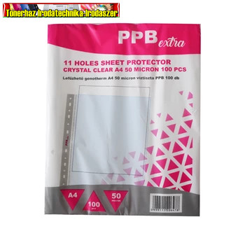 PPB Genotherm, lefűzhető, A4, 50 mikron, víztiszta felület 100db/cs (bugyi, 50mik, 50 mic)