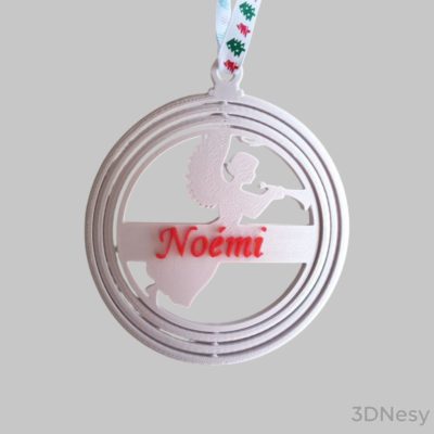 Névvel ellátott pörgős karácsonyfa dísz - Angyalka