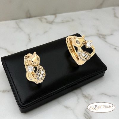 18K Gold Filled, bőrbarát gyerek fülbevaló - Cat