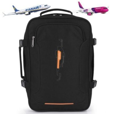 Gabol fekete Wizzair Ryanair méretű kabintáska, kabinhátizsák