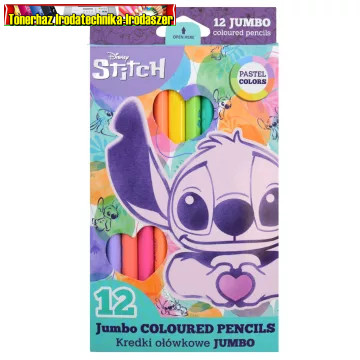 Stitch Színes ceruza készlet pasztell - Jumbo - háromszögletű 12db/cs (92030)