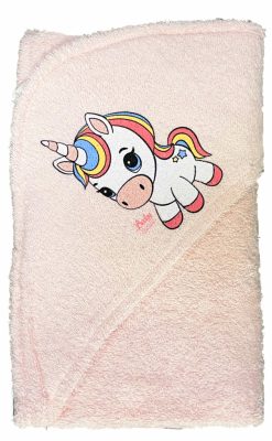 Fürdőlepedő kapucnis 75x90 cm - rózsaszín unikornis