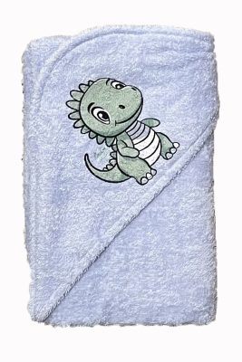 Fürdőlepedő kapucnis 75x90 cm - kék dínó