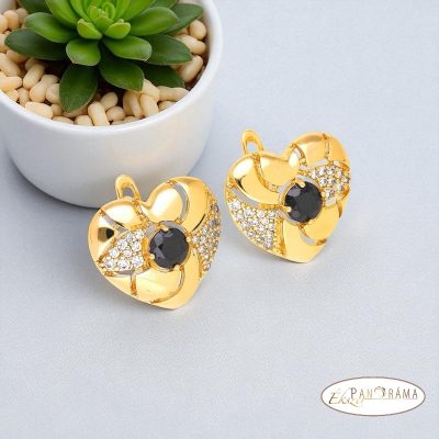 18K Gold Filled, kristályos szív fülbevaló - Heart 